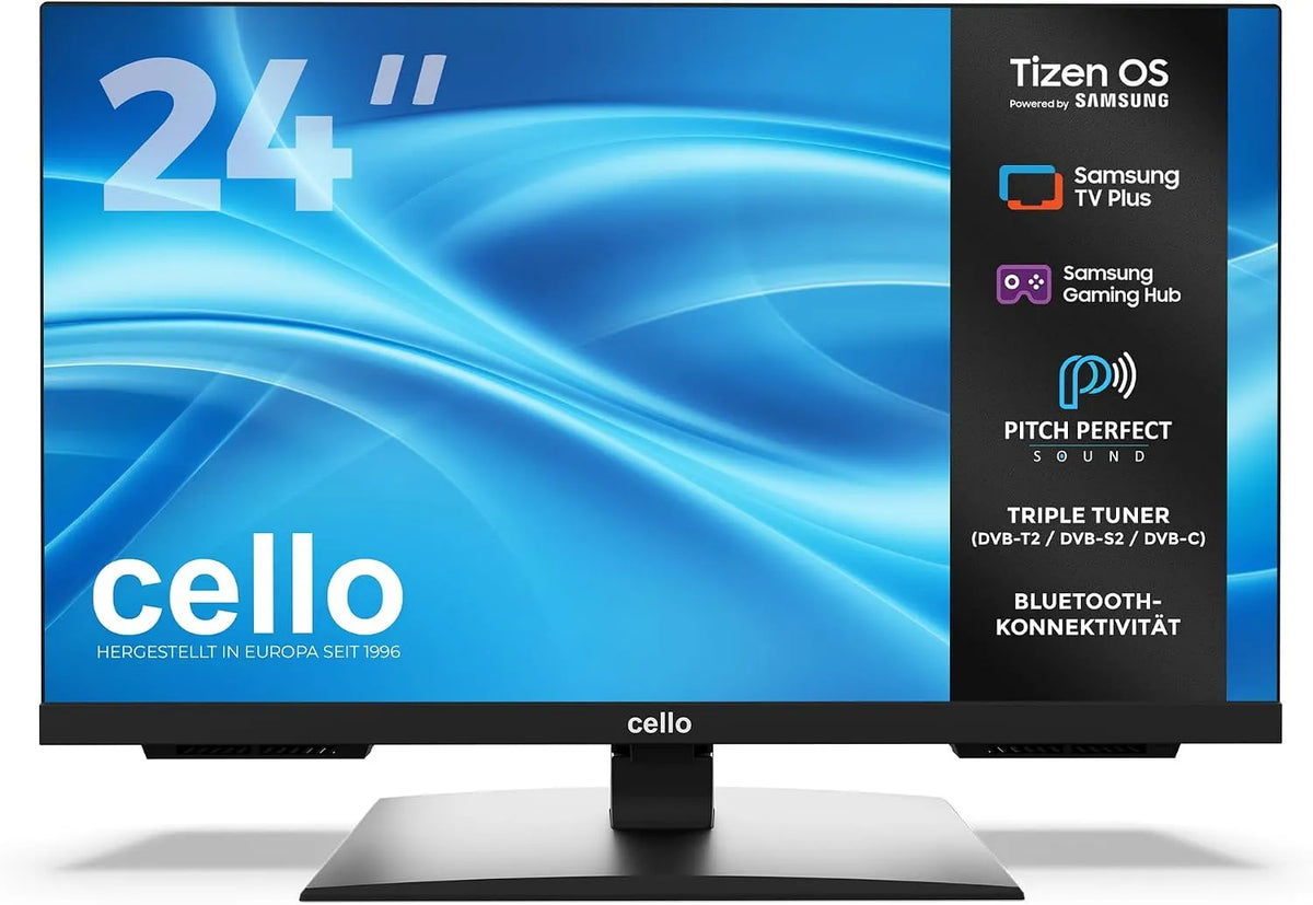 Smart TV, 24 Zoll, Fernseher, Cello C2426TZH 1080p, Tizen OS, Bluetooth, 2024, Cello C2426TZH 24' Smart LED-TV, Pitch Perfect Lautsprecher, Gaming Hub