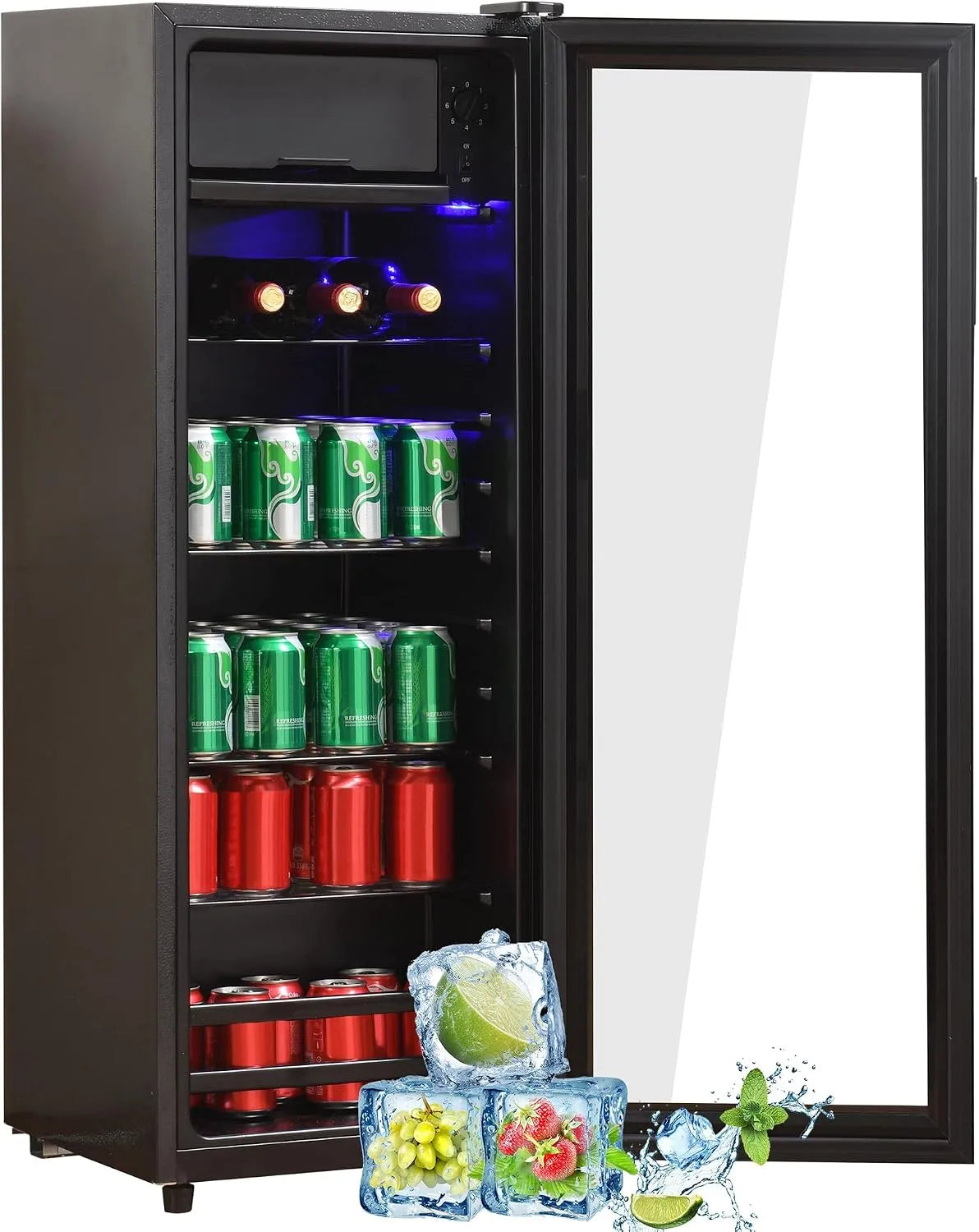 Gefrierschrank, 128 L, freistehend, Gefrierfach, Restaurant, leise, Tiefkühlschrank, Bar, Merax Kühlschrank 128L, mit LED-Innenbeleuchtung und