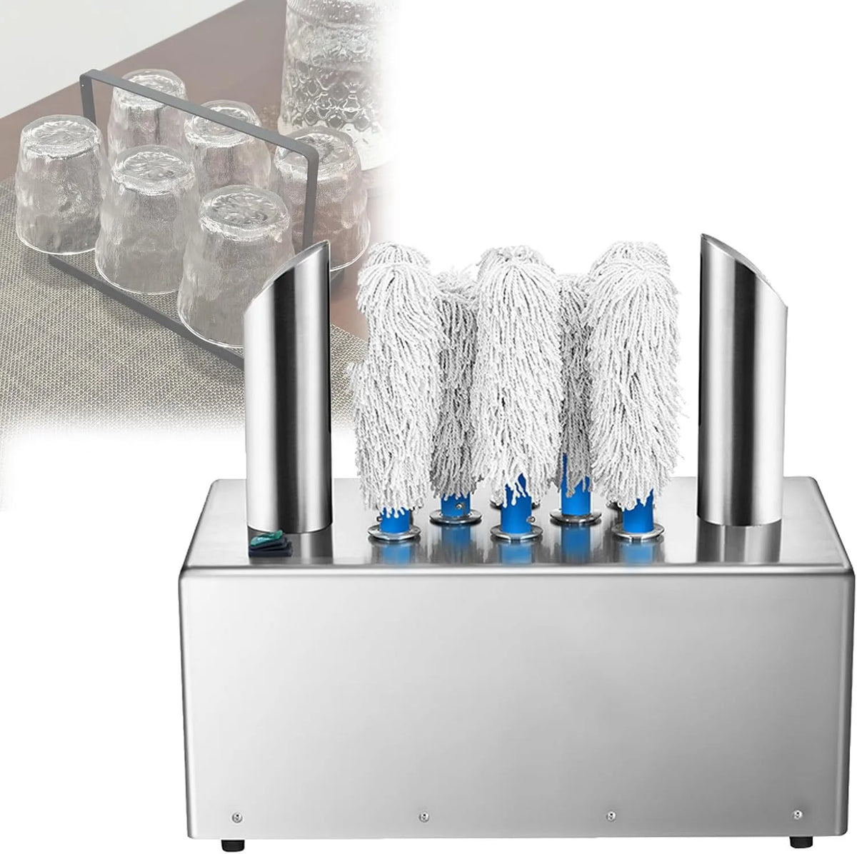 Geschirrspüler 8-HeadGlassPolisher, Spülmaschine, Restaurant, 8 BüRsten FüR Bars, 1200 Tassen, H Weinglas-Reinigungsmaschine, Mit 5