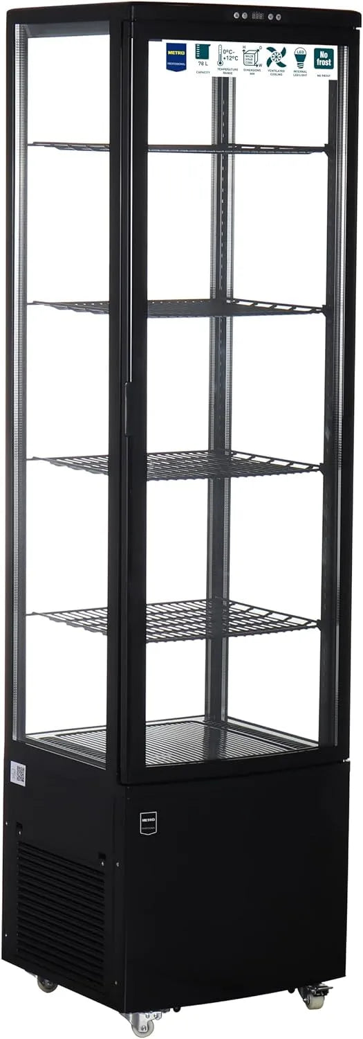 Kühlvitrine GGC3270B, 270 L, Schwarz, 4 verstellbare Einlegeböden, LED-Innenbeleuchtung, Kunststoff, Glas