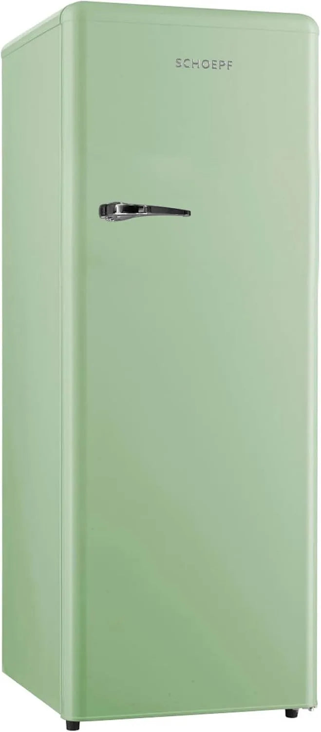 Kühlschrank RKS245, 238 L, 40 dB, freistehend, LED-Beleuchtung, Grün, SCHOEPF, RKS245 Vollraum-Kühlschrank 145, 6 cm, Vintage Look