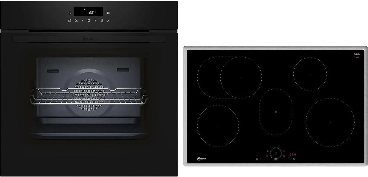 NEFF BTx48PIB0 B2CCJ7AK3 Induktionskochfeld, 60 x 60 cm, Induktionsplatte, Touch-Bedienung, Einbau, Twist Touch, Air Fry & T58SHF1L0, 80 cm, Pyrolyse