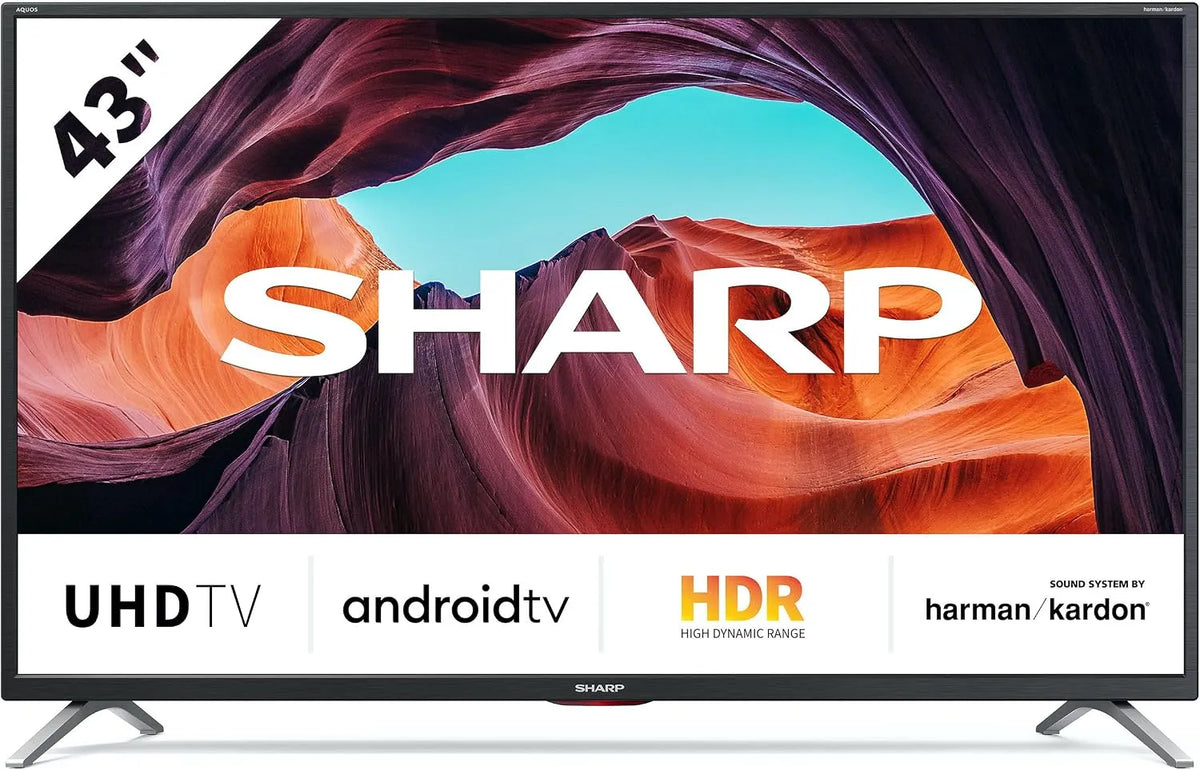 Google 43BL6EA Smart TV, 43 Zoll, Energieklasse G, Fernseher, 4K UHD, Android OS, Schwarz, SHARP 43BL6EA Android TV 109 cm, Harman Kardon