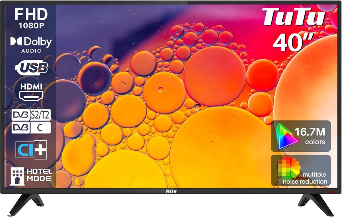 Smart TV, 40 Zoll, Fernseher, TuTu TUB40FF1N, Triple-Tuner DVB-T2, S2, HDMI, USB, Full HD, 2023