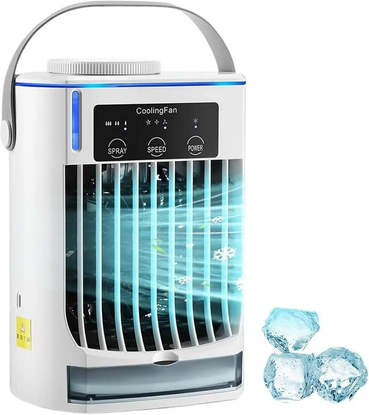 Luftkühler 3-in-1, tragbar, 3 Geschwindigkeiten, großer Wassertank, großem Wassertank für Schlafzimmer, Büro und unterwegs