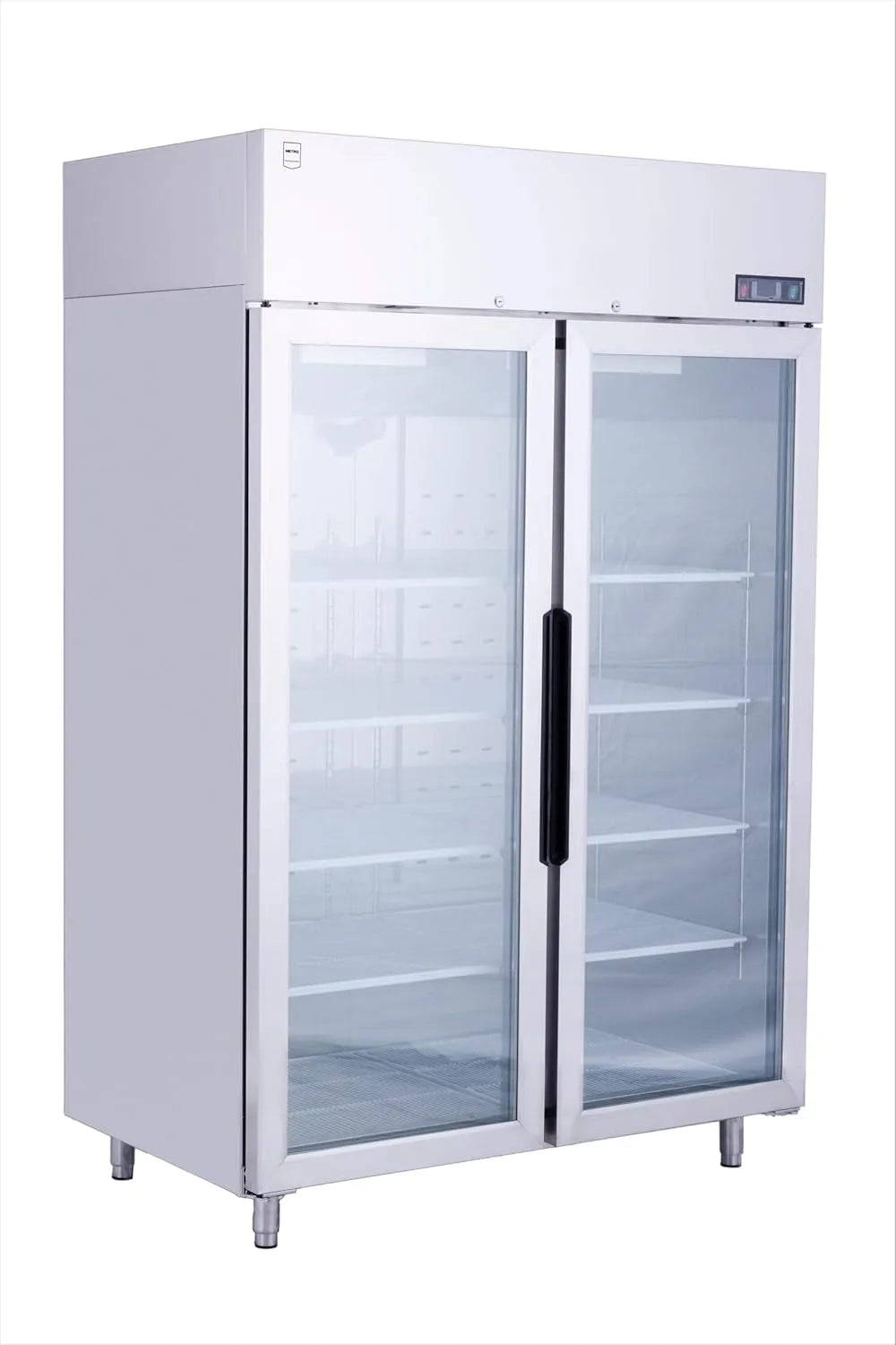Gefrierschrank GFR1400G, 906 L, LED-Beleuchtung, Gefrierfach, Glas, Tiefkühlschrank, Silber, 10 Einlegeböden, METRO Professional Doppeltüriger