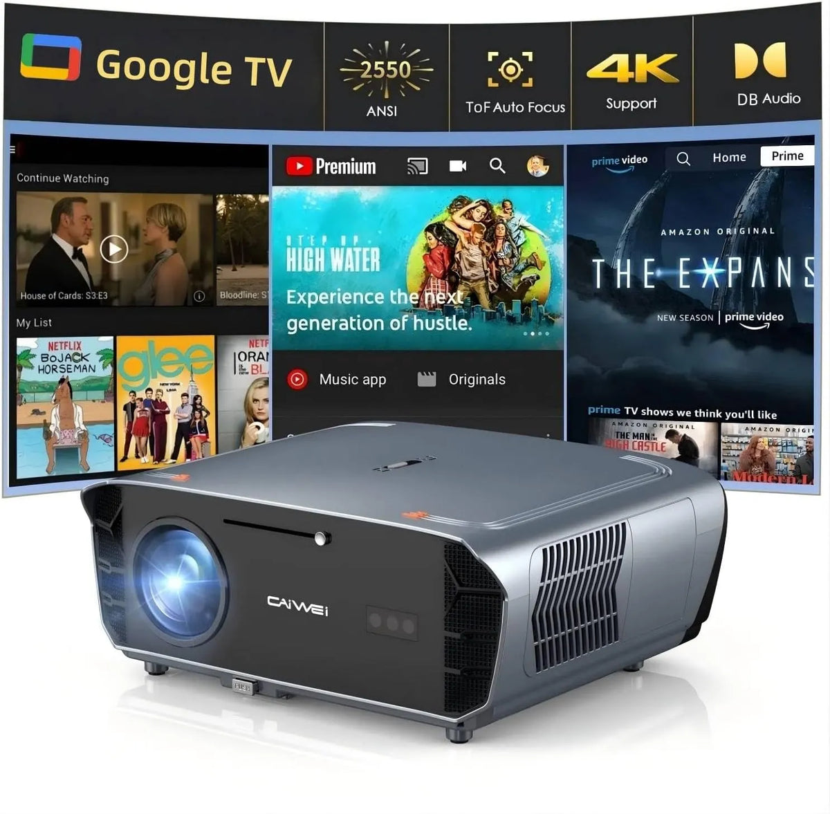 Google 2550ANSI WiFi6 Smart TV, Fernseher, 4K UHD, HDR, Dolby Audio, HDMI, Outdoor, WLAN, Bluetooth, NFC