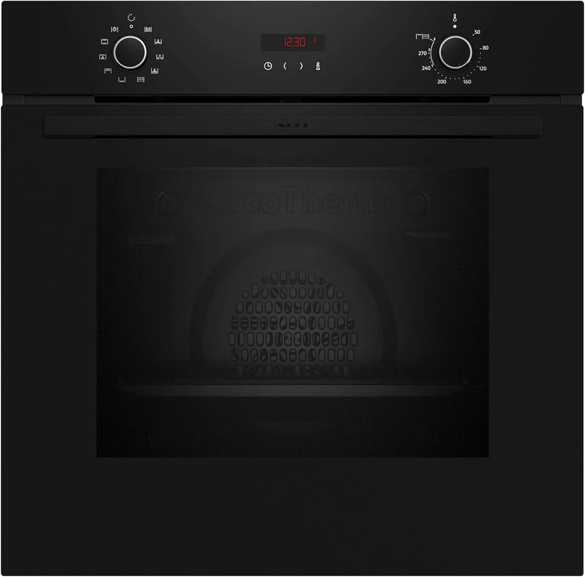 NEFF B2CCG6AK3 N30 Backofen, 60 x 60 cm, Kindersicherung, 3D-Optik, Schwarz, LED-Display, 3D Heißluft, 7 Beheizungsarten, Pyrolyse-Selbstreinigung