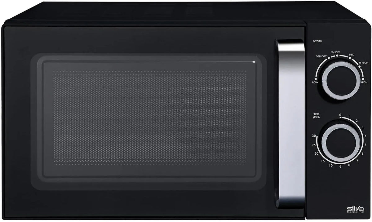Mikrowelle, 20 L, Timer, Auftaufunktion, Schwarz, 2 ohne Drehteller, Keramikboden, 700 Watt, 6 Leistungsstufen, platzsparend & leicht zu reinigen