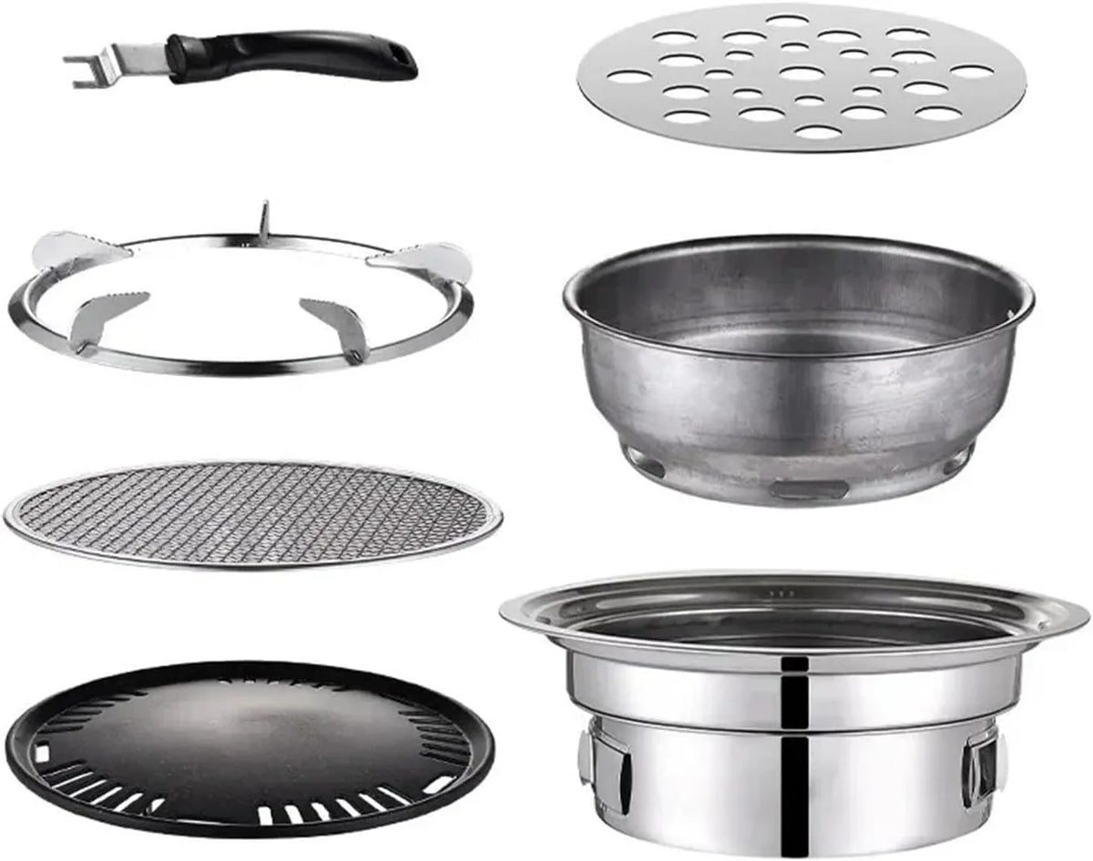 Produkt Runder Grillofen Aus Edelstahl, Tragbarer Koreanischer Holzkohleofen