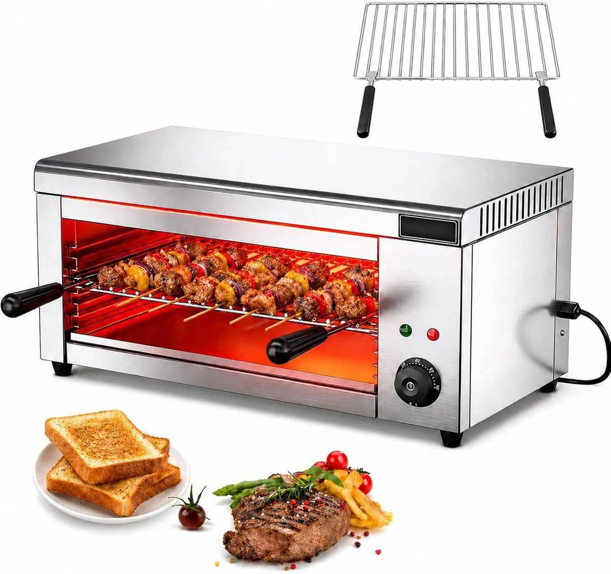 für Toast, Gastro Salamander 2000W, Panini, Pizza, Vielseitiger, Steak und überbackene Gerichte