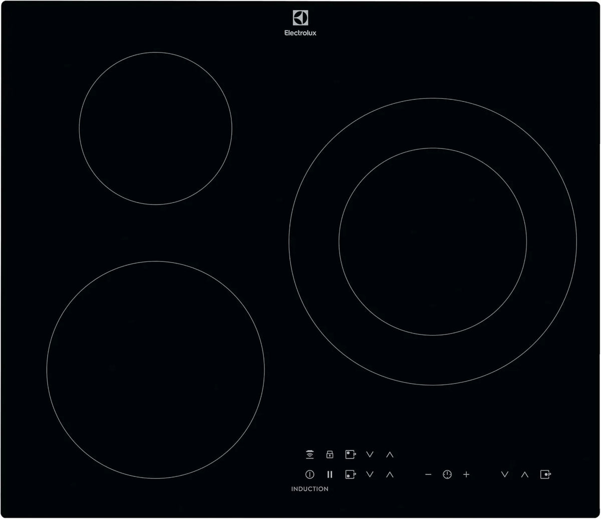 Electrolux LIT60336 Induktionskochfeld, Induktionsplatte, Touch-Bedienung, Timer, kopffrei und schräg, Schwarz, Touch-Steuerung, 3 Zonen, automatische