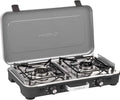 Campingkocher, BRUNNER 2-flammig 50mbar, BRUNNER Camping-Kocher 2-flammig Gaskocher POWERKOOK 50mbar Druckminderer