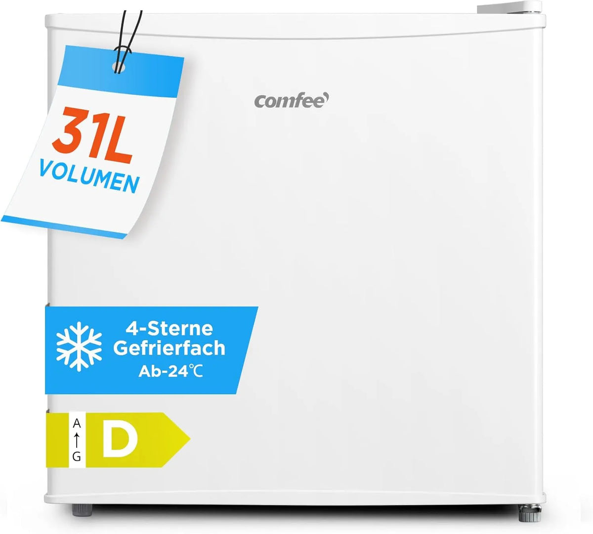 Gefrierschrank, 31 L, 39 dB, COMFEE, Gefrierfach, Inverter, leise, Tiefkühlschrank, -24°C, 31L