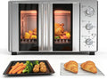 Elektrischer Pizzaofen, 38 L, 1600 W, 70 bis 250 °C, Timer, Thermostat, 3 Heizmodi, Backofen Klein für Pizza, Pizzaofen Elektrisch 1600W mit Doppeltür