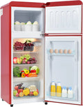 Kühlschrank, 92 L, Gefrierfach, Rot, 181 kWh, Jahr, LED-Licht, 28L Gefriervolumen, 3 Glasablagen, Gemüseschublade, Eierablage