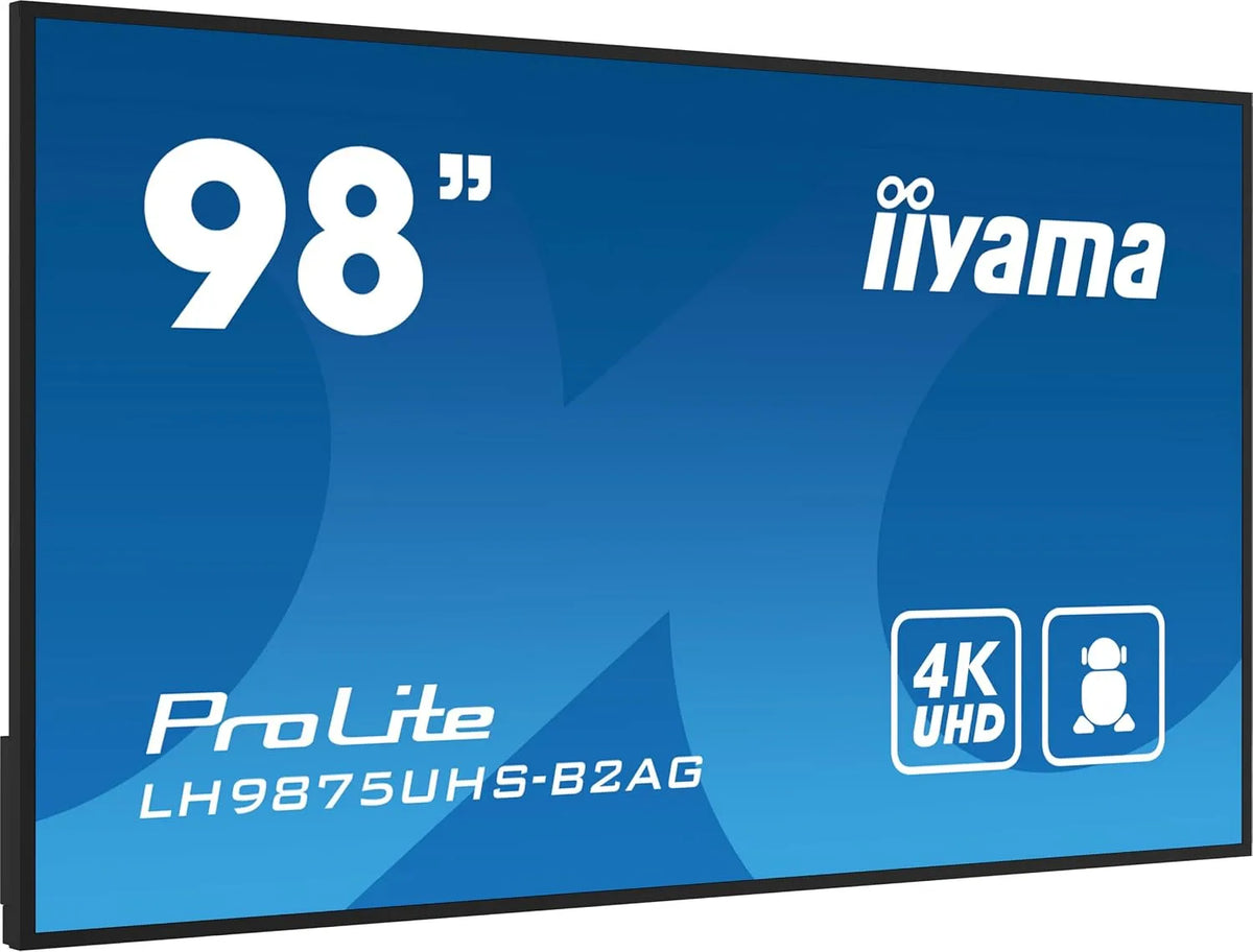 Digital Signage Display, 97, 5 Zoll, Werbedisplay, Iiyama LH9875UHS-B2AG USB2.0, WLAN, Android OS, 4K UHD, IPS-Panel, HDMI, digitaler Werbeanzeige