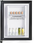 Kühl-Gefrierkombination, 60 L, Wohnzimmergestaltung, Kühlschrank mit Gefrierfach, Schwarz, LED, 7 Temperaturstufen, Mini-Kühlschrank, 60L, Doppeltür