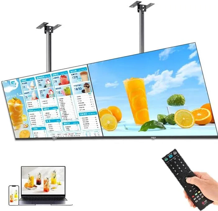 Digital Signage Display 2PCS-43in, 65 Zoll, Werbedisplay, Restaurant, Timer, WLAN, digitaler Werbeanzeige, Unterstützt Split Screen, Café, Molkerei