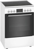 Bosch Serie 4 HKR39C220 Standherd mit Backofen, 60 cm, 3 Ebenen, 3D-Optik, Weiß, Erweiterbare Kochzone für großes Kochgeschirr, LED-Display-Steuerung