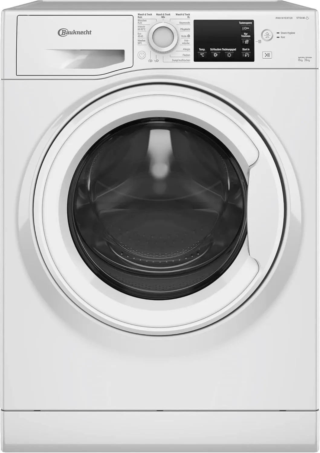 Bauknecht Waschtrockner, 6 kg, Waschmaschine, Trockner, Dampf, Inverter, Weiß, 6 kg Waschen, Flecken 40°, Active Care Wash & Dry Technologie