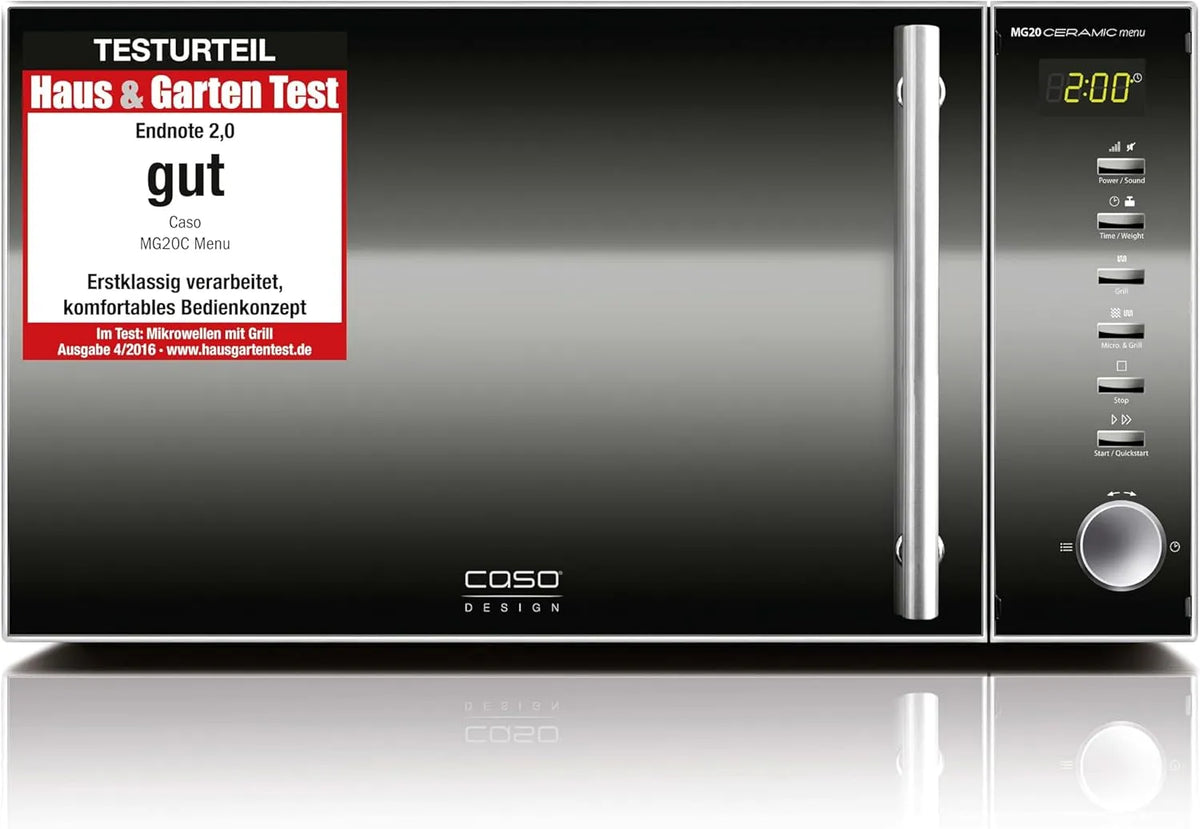 Caso MG20 Mikrowelle, Grill, Mikrowellenofen, Ceramic menu, 1000 Watt, ohne Drehteller