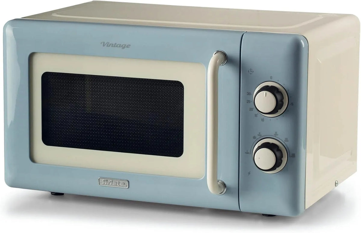 Mikrowelle, 20 L, 800 W, Timer, 3 Funktionen, 6 Kochstufen, hellblau, Ariete 3960 Mikrowelle Vintage