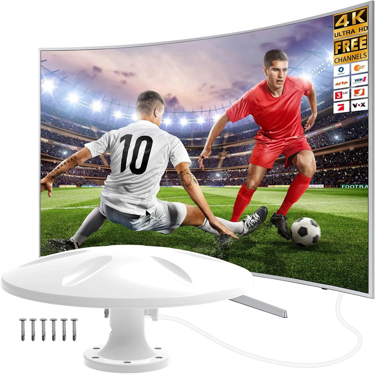 Smart TV 1080p DP-801, Fernseher, 4K UHD, DVB-T2, Großer Reichweite und 360° Empfang, DVBT2 Antenne