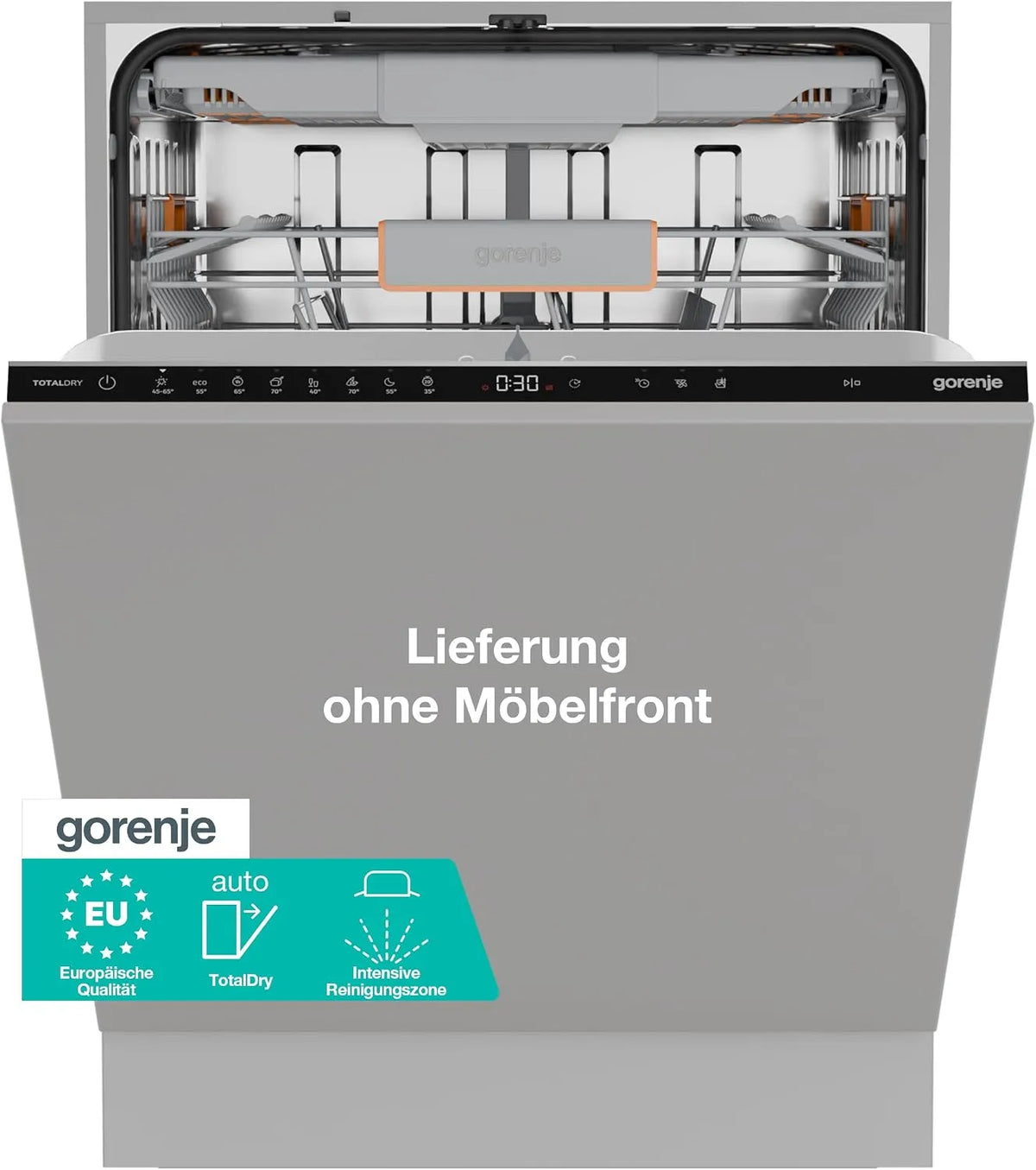 Gorenje GV16B cm, 8 Geschirrspüler, 60× 82×55, 5 cm, 8 Programme, aquaStop, vollintegriert, 16 Maßgedecke, Einbaumaße, Europäische Qualität, TotalDry