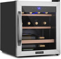 Klarstein Weinkühlschrank, 12 Flaschen, 1 Kochzonen, 4 bis 18 °C, Glas, schmal, freistehend, UV-Schutz, Weinkühlschrank Klein, Getränkekühlschränke