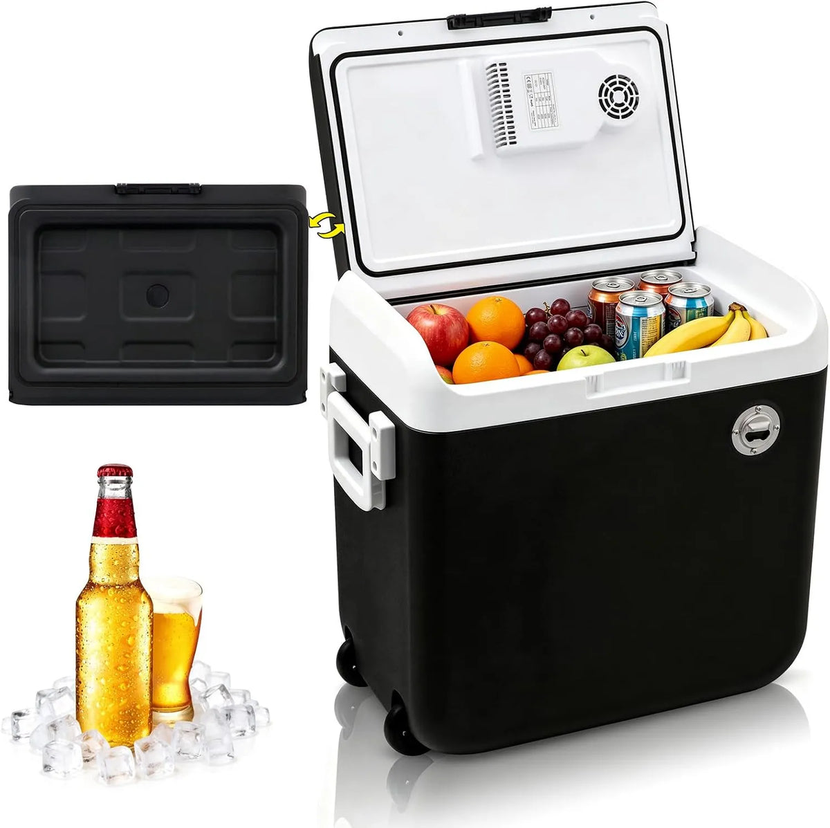 Elektrische Kühlbox, 40 L, 230 V, Auto, Camping, mobile Kühlbox, Mini-Kühlschrank 12, bis 65°C, ECO-Modus, kühlt & wärmt