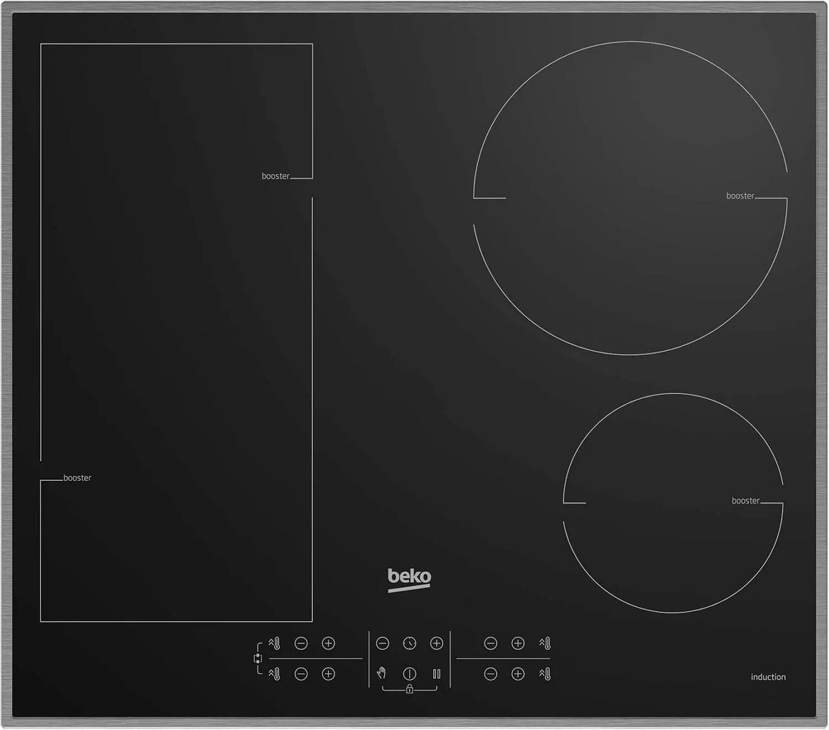 Beko Kochfeld, 2 x 58 x 51 cm, Schwarz, Beko Induktions Kochfeld HII 64200 FMTx, Flexibles Kochfeld für alle Ihre Töpfe und Pfannen